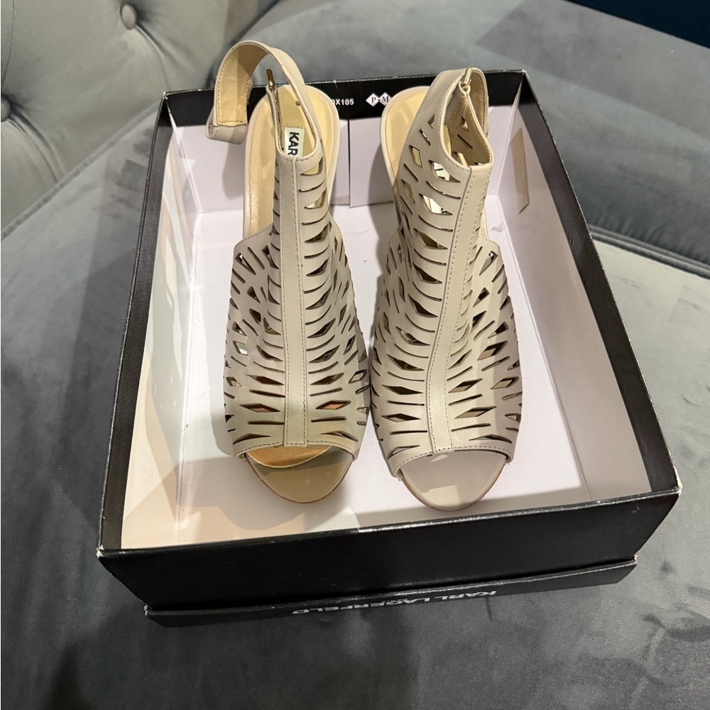 Karl Lagerfeld Women's Tan Cut-Out Heels
